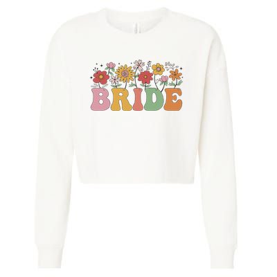 Bride Wildflower Floral Bridal Party Wedding Bachelorette Cropped Pullover Crew