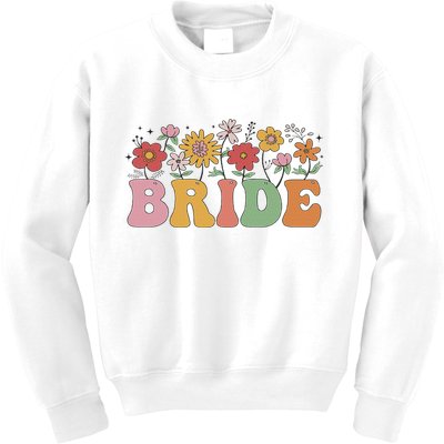 Bride Wildflower Floral Bridal Party Wedding Bachelorette Kids Sweatshirt