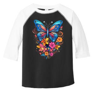 Butterfly With Flowers I Aesthetic Butterfly Toddler Fine Jersey T-Shirt