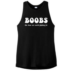 Boobs Worth Fighting For Cute Gift Funny Breast Cancer Awareness Gift Ladies PosiCharge Tri-Blend Wicking Tank