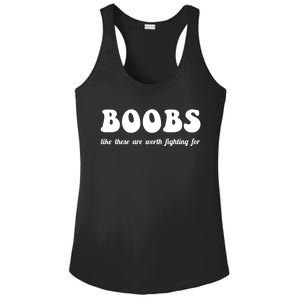 Boobs Worth Fighting For Cute Gift Funny Breast Cancer Awareness Gift Ladies PosiCharge Competitor Racerback Tank