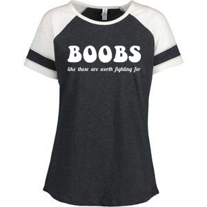 Boobs Worth Fighting For Cute Gift Funny Breast Cancer Awareness Gift Enza Ladies Jersey Colorblock Tee