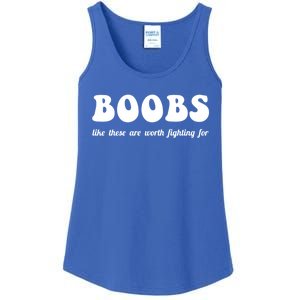 Boobs Worth Fighting For Cute Gift Funny Breast Cancer Awareness Gift Ladies Essential Tank