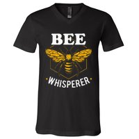 Bee Whisperer Funny Beekeeping & Beekeeper V-Neck T-Shirt