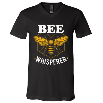 Bee Whisperer Funny Beekeeping & Beekeeper V-Neck T-Shirt