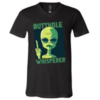 Butthole Whisperer Funny Aliens Sarcastic Adult Humour V-Neck T-Shirt