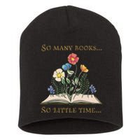 Book With Flower So Many Books Little Time Love To Read Short Acrylic Beanie