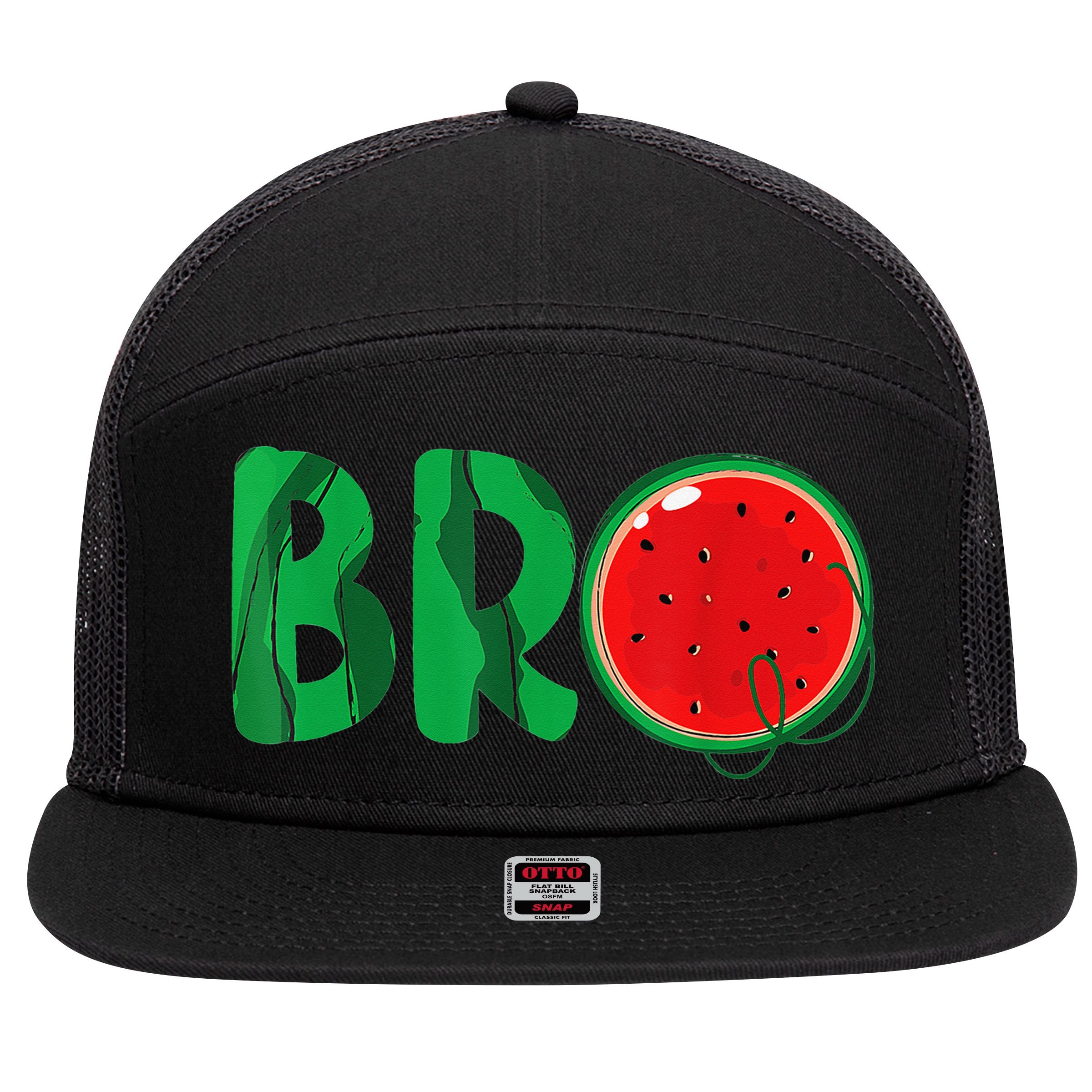 Bro Watermelon Funny Matching Family Summer Fruit Brother 7 Panel Mesh Trucker Snapback Hat