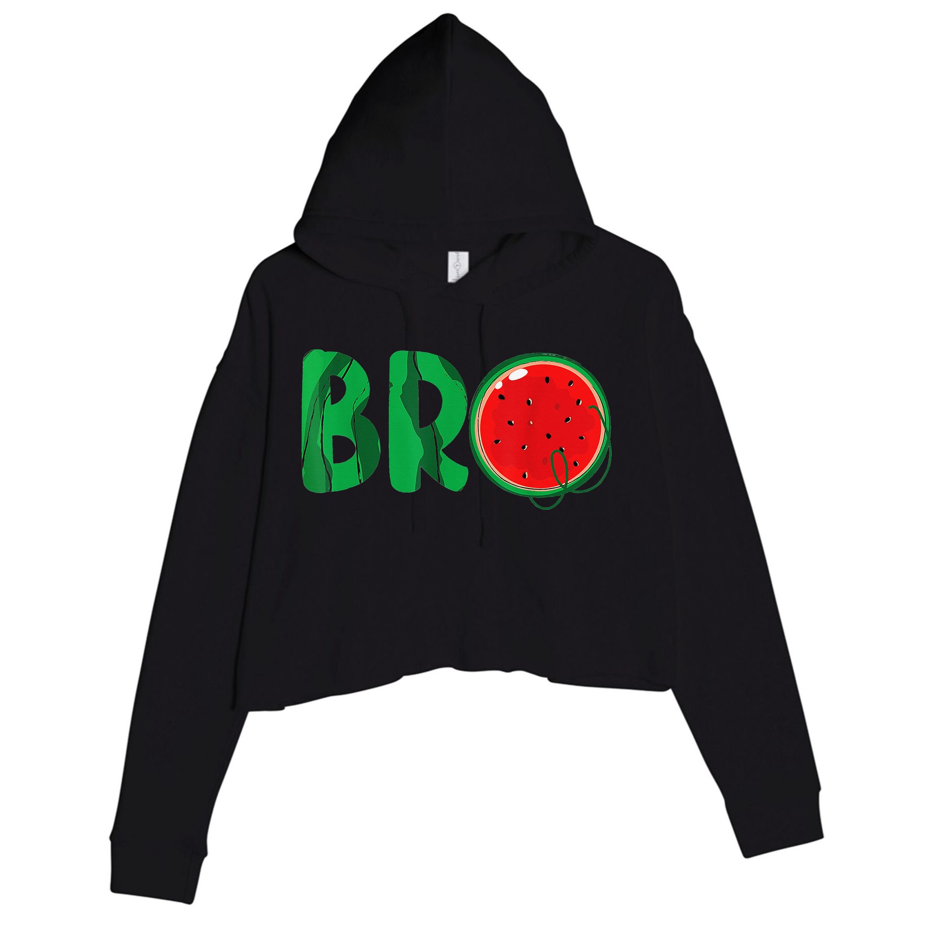 Bro Watermelon Funny Matching Family Summer Fruit Brother Crop Fleece Hoodie
