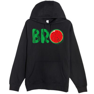 Bro Watermelon Funny Matching Family Summer Fruit Brother Premium Pullover Hoodie