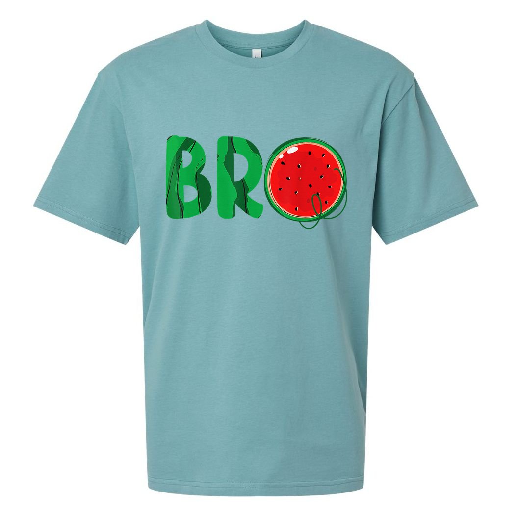 Bro Watermelon Funny Matching Family Summer Fruit Brother Sueded Cloud Jersey T-Shirt