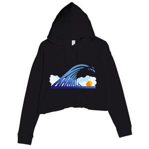 Blue Wave For Kamala Harris Funny Trump Crop Fleece Hoodie