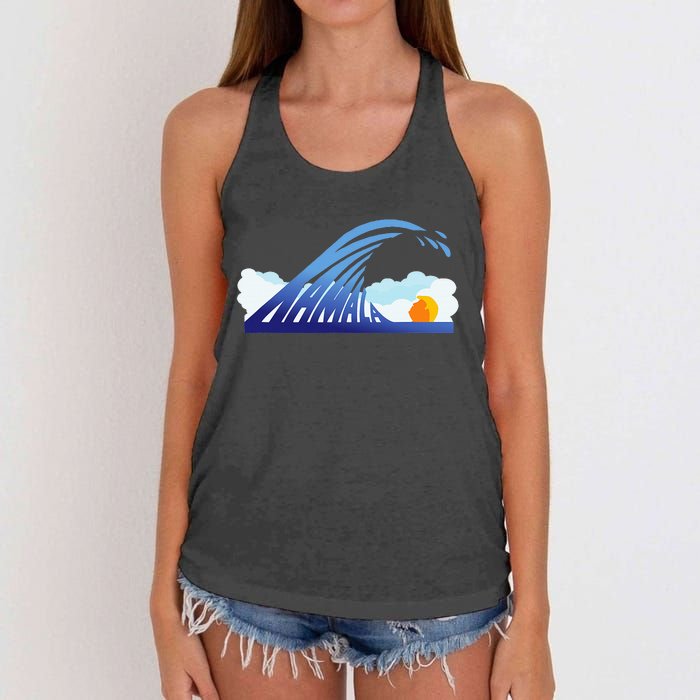 Blue Wave For Kamala Harris Funny Trump Women's Knotted Racerback Tank