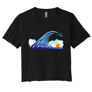 Blue Wave For Kamala Harris Funny Trump Women's Crop Top Tee