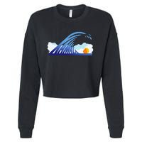 Blue Wave For Kamala Harris Funny Trump Cropped Pullover Crew