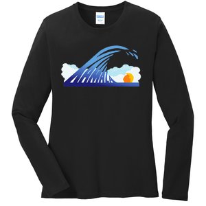 Blue Wave For Kamala Harris Funny Trump Ladies Long Sleeve Shirt