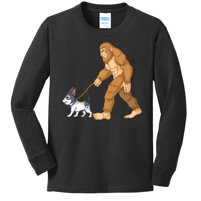 Bigfoot Walk French Bulldog Kids Long Sleeve Shirt