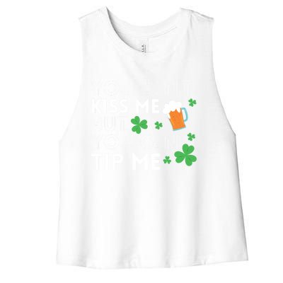 Bartender Waiter Funny St Patrick's Day Waitress Server Gift Women's Racerback Cropped Tank