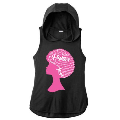 Black Woman Fighter Support Breast Cancer Ladies PosiCharge Tri-Blend Wicking Draft Hoodie Tank