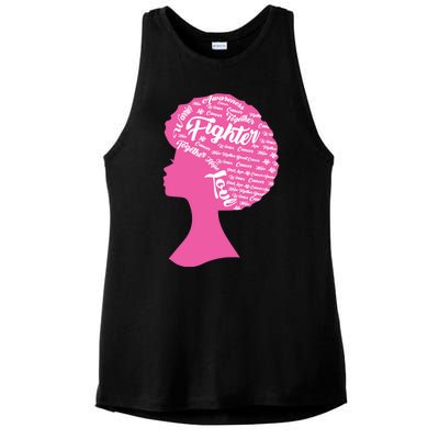 Black Woman Fighter Support Breast Cancer Ladies PosiCharge Tri-Blend Wicking Tank