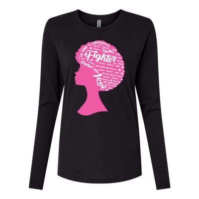 Black Woman Fighter Support Breast Cancer Womens Cotton Relaxed Long Sleeve T-Shirt