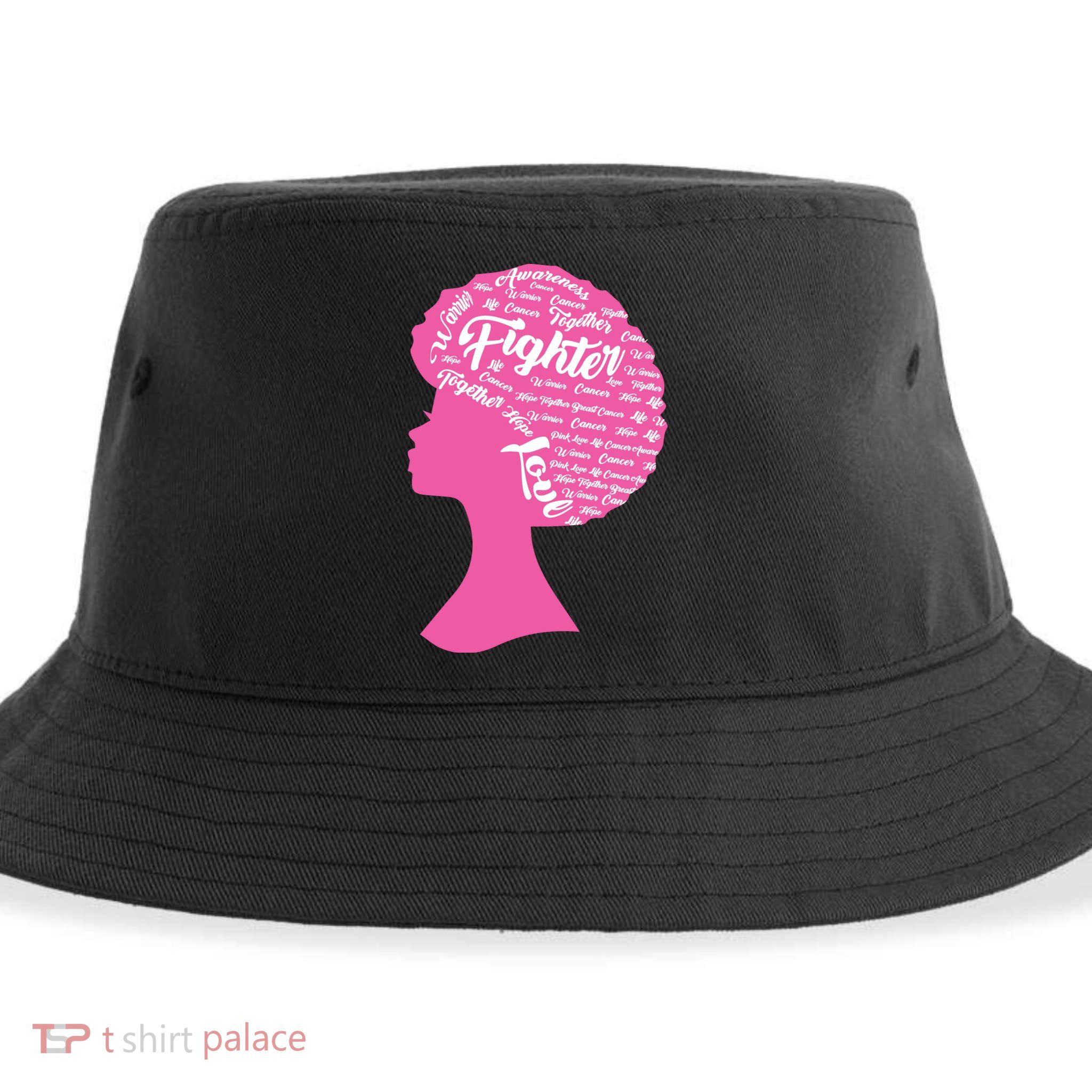 Black Woman Fighter Support Breast Cancer Sustainable Bucket Hat
