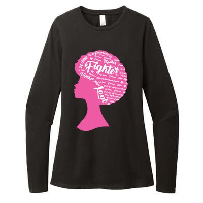 Black Woman Fighter Support Breast Cancer Womens CVC Long Sleeve Shirt