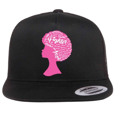 Black Woman Fighter Support Breast Cancer Flatbill Hat