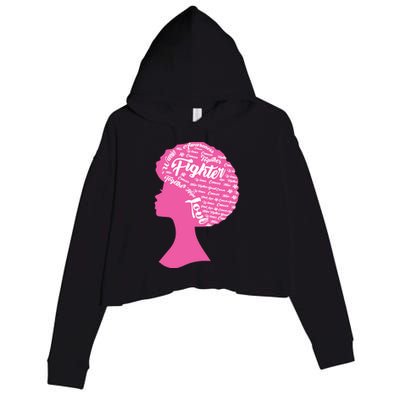 Black Woman Fighter Support Breast Cancer Crop Fleece Hoodie