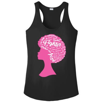 Black Woman Fighter Support Breast Cancer Ladies PosiCharge Competitor Racerback Tank