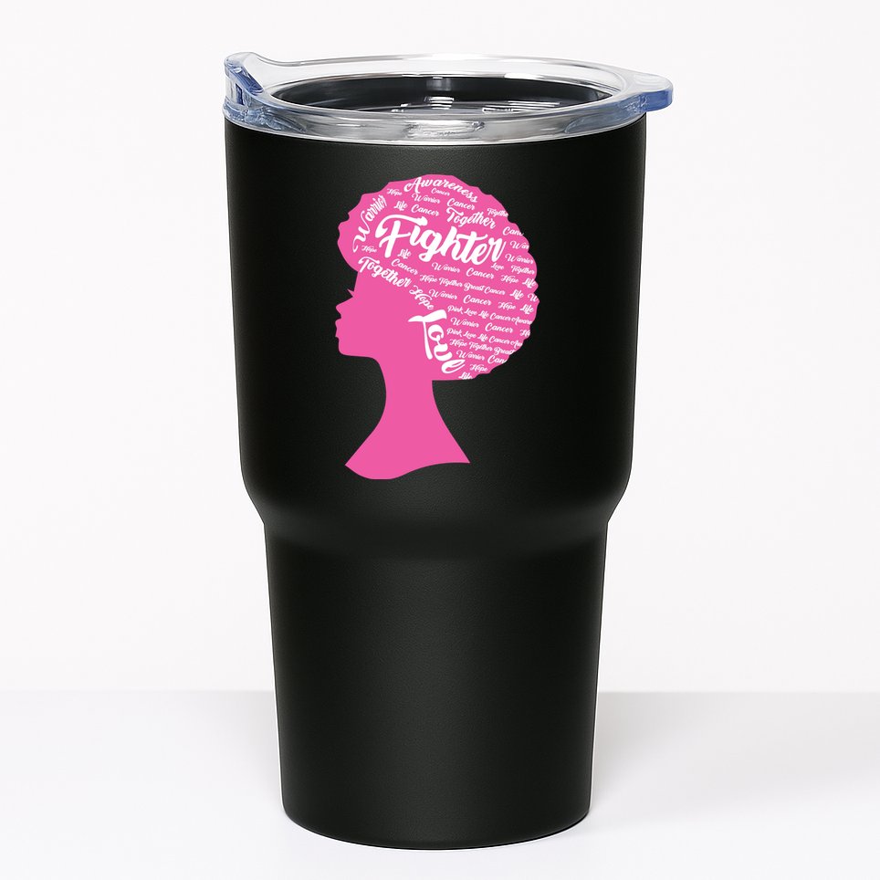 Black Woman Fighter Support Breast Cancer Tumbler