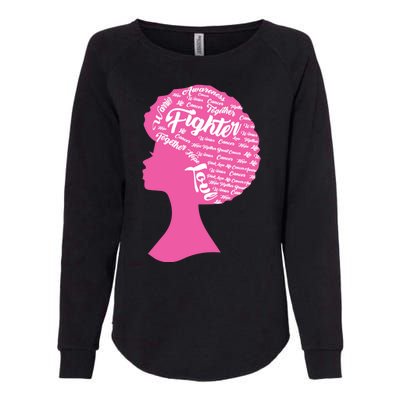 Black Woman Fighter Support Breast Cancer Womens California Wash Sweatshirt