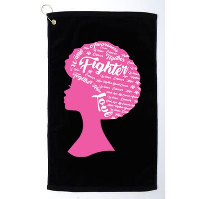 Black Woman Fighter Support Breast Cancer Platinum Collection Golf Towel