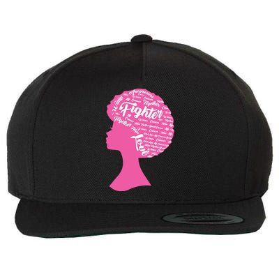 Black Woman Fighter Support Breast Cancer Wool Snapback Cap