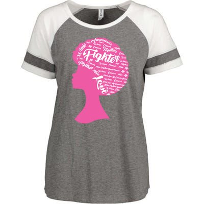 Black Woman Fighter Support Breast Cancer Enza Ladies Jersey Colorblock Tee