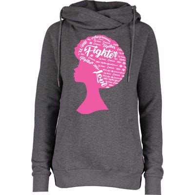 Black Woman Fighter Support Breast Cancer Womens Funnel Neck Pullover Hood