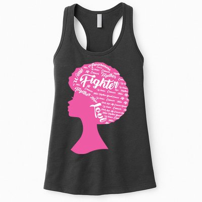 Black Woman Fighter Support Breast Cancer Womens Tank Top