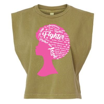 Black Woman Fighter Support Breast Cancer Garment-Dyed Women's Muscle Tee