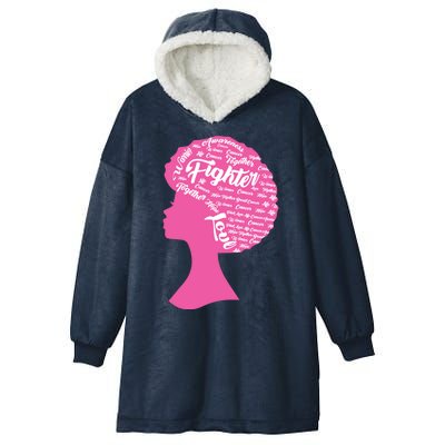 Black Woman Fighter Support Breast Cancer Hooded Wearable Blanket