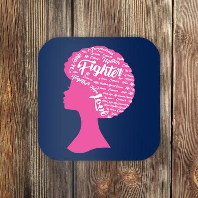 Black Woman Fighter Support Breast Cancer Coaster