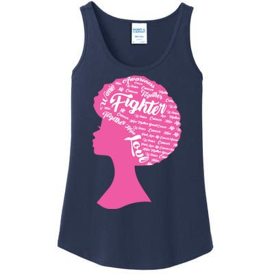 Black Woman Fighter Support Breast Cancer Ladies Essential Tank