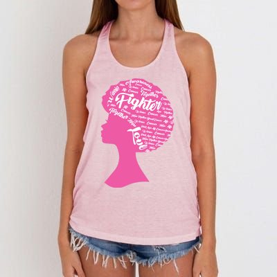 Black Woman Fighter Support Breast Cancer Women's Knotted Racerback Tank