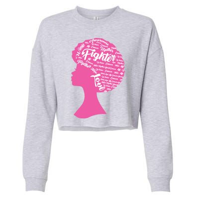 Black Woman Fighter Support Breast Cancer Cropped Pullover Crew