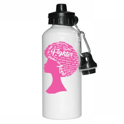 Black Woman Fighter Support Breast Cancer Aluminum Water Bottle