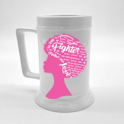 Black Woman Fighter Support Breast Cancer Beer Stein