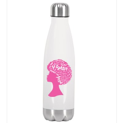 Black Woman Fighter Support Breast Cancer Stainless Steel Insulated Water Bottle