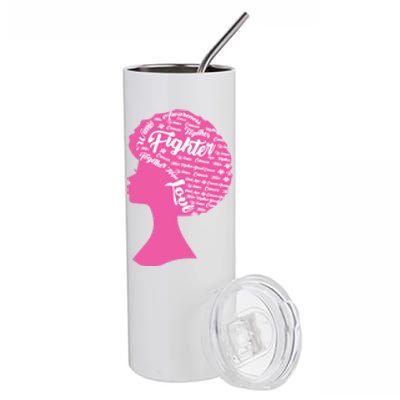 Black Woman Fighter Support Breast Cancer Stainless Steel Tumbler