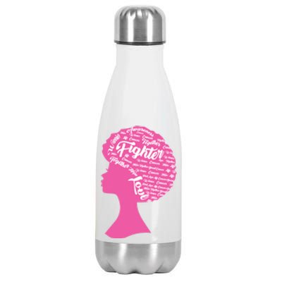 Black Woman Fighter Support Breast Cancer Stainless Steel Insulated Water Bottle