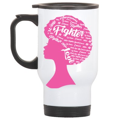 Black Woman Fighter Support Breast Cancer Stainless Steel Travel Mug