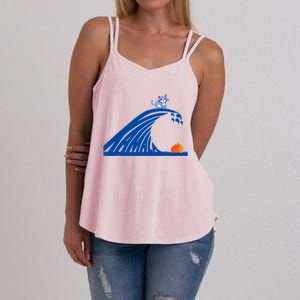 Blue Wave For Kamala Harris Trump Funny Sarcastic Women's Strappy Tank